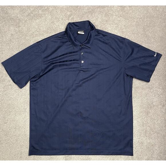 Nike Golf Dri Fit Polo Shirt Mens XL Blue Stripe Activewear Athleisure - Picture 1 of 9